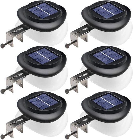 6 Stück Solar Dachrinnenleuchten Für Den Außenbereich Wasserdichte Led Solar Zaunleuchten Für Terrasse, Garten, Garage, Hof, Veranda, Balkon Und