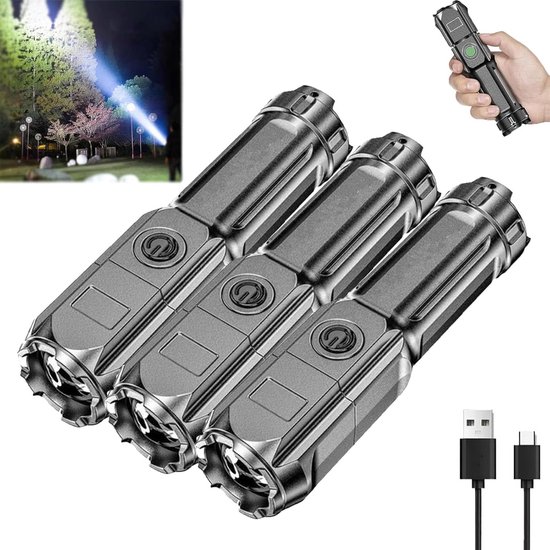 Leistungsstarke Led Taschenlampe, Leistungsstarke Led Taschenlampe Mit Zoomfunktion, Wiederaufladbare Led Taschenlampen Mit 900.000 Lumen, Superh