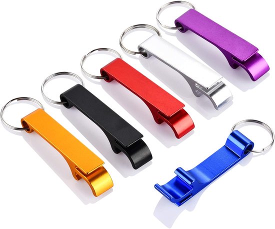 6 Teiliges Set Flaschenöffner Aus Aluminium Mit Schlüsselanhänger Farben: Schwarz, Silber, Gold, Blau, Rot Und Lila Tragbare Und Multifunktionale