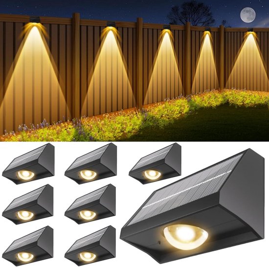 Wasserdichte Solar Außenzaunbeleuchtung Hochleistungs Led Spotlinse 7 Rgb Farbmodi (warmweiß & Kaltweiß) Wandbeleuchtung Für Terrasse, Treppe, Ga