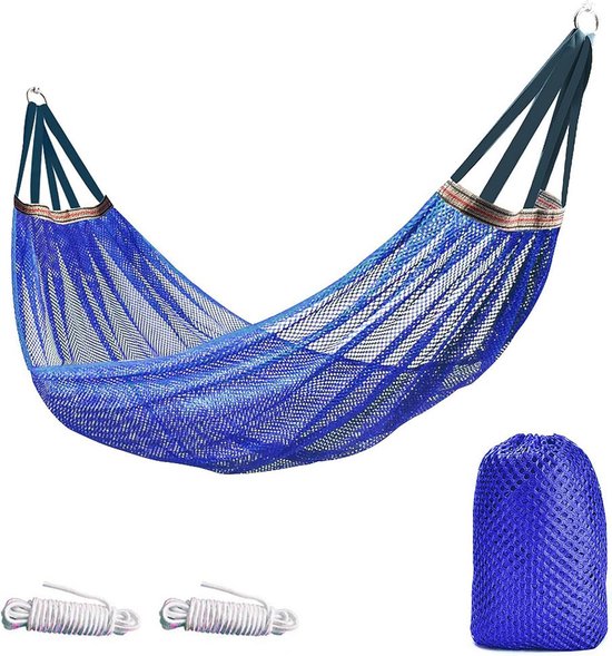 Hängematte 260 X 130 Cm Befestigungsseile, Aufbewahrungstasche Tragbare Camping Hängematte Atmungsaktiver Hängesessel Aus Polyester Für Garten, B