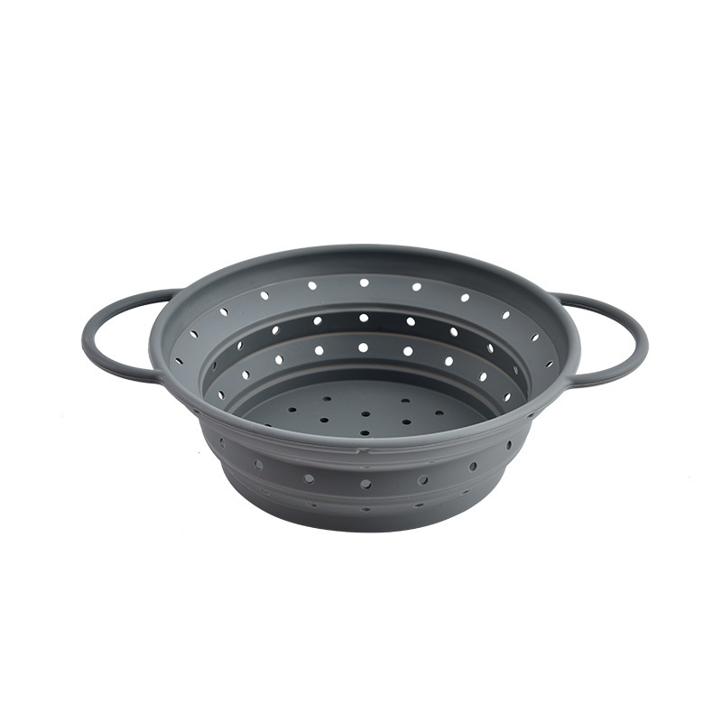 Hitzebeständiges, Faltbares Sieb – Platzsparender Abtropfkorb – 1 Stück – Grau – Faltbarer Silikon-abtropfkorb – 33,5 Cm Durchmesser