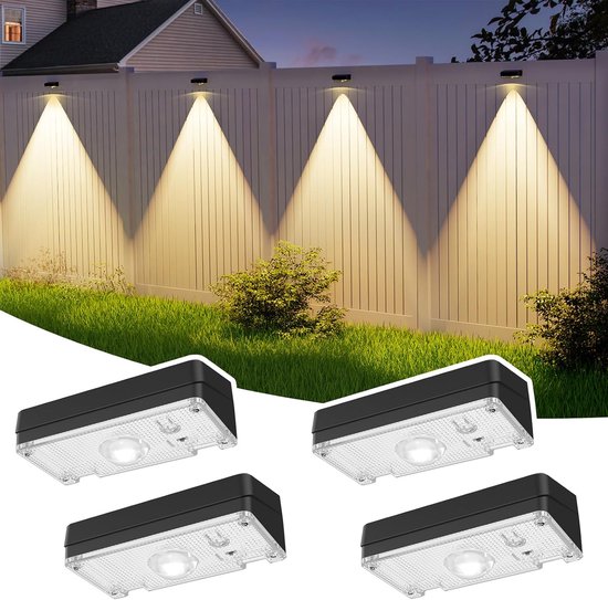 4 Solar Zaunleuchten Ip65 Wasserdicht 12 Feste Farben & Rgb Farbwechsel Für Pool, Terrasse, Veranda, Treppen Und Partys