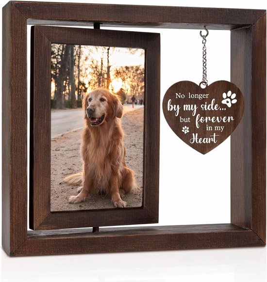 Gedenkgeschenke Für Haustiere (hunde Und Katzen) Drehbarer Holzbilderrahmen Für Fotos Im Format 10 X 15 Cm Gedenkgeschenke Für Hunde Beim Verlust