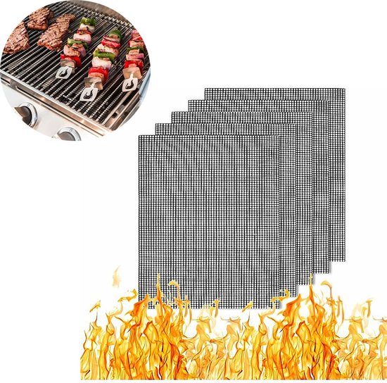 5 Teiliges Set Grillmatte Backmatte Grillrost Antihaftbeschichtung Grillzubehör Grillmatte Grillmatte Grillmatten Set 40 X 33 Cm