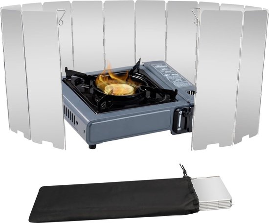 Windschutz Für 8/10/12/14/16 Platten Gaskocher, Aluminium Windschutz Mit Kordelzugbeutel, Für Camping, Butangaskocher (10 Platten) Silber