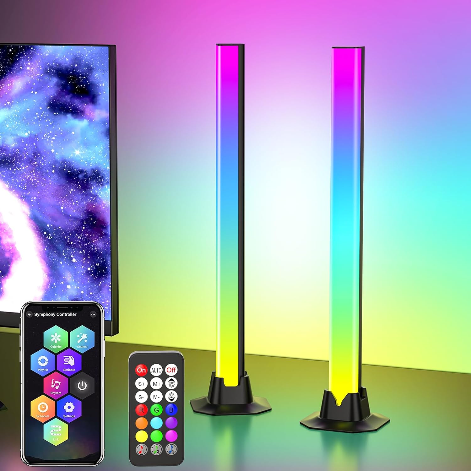 Intelligente Rgb-led-lichtleiste (42 Cm) – 16 Millionen Farben, Musiksynchronisation, Szenenmodi – Ambientebeleuchtung Für Tv- Und Spielzimmer
