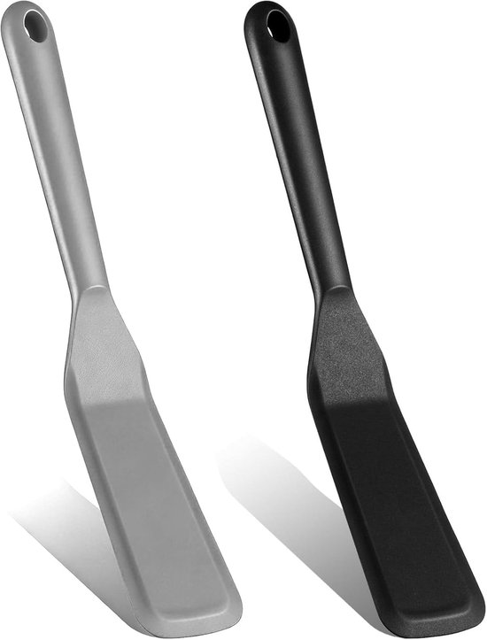 Pfannenwender 2er Set Silikon Kochspatel Lange Und Schmale Spatel Hitzebeständig Und Antihaftbeschichtet, Für Pfannkuchen, Omeletts, Eier Und Piz