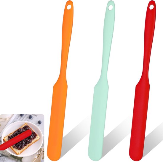 3 Teilig Silikonspatel Pfannkuchenspatel Schaber 24 Cm Langer Griff, Lebensmittelechte Silikonspatel Zum Backen, Hitzebeständige Antihaftbeschich