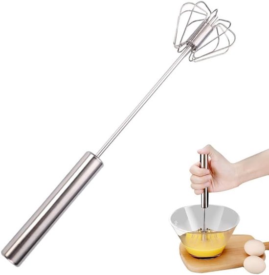 Handmixer, Halbautomatischer Edelstahl Schneebesen, Halbautomatischer Eierquirl, Handmixer, Küchenrührgerät, Zum Eierschlagen Zu Hause (25 Cm)