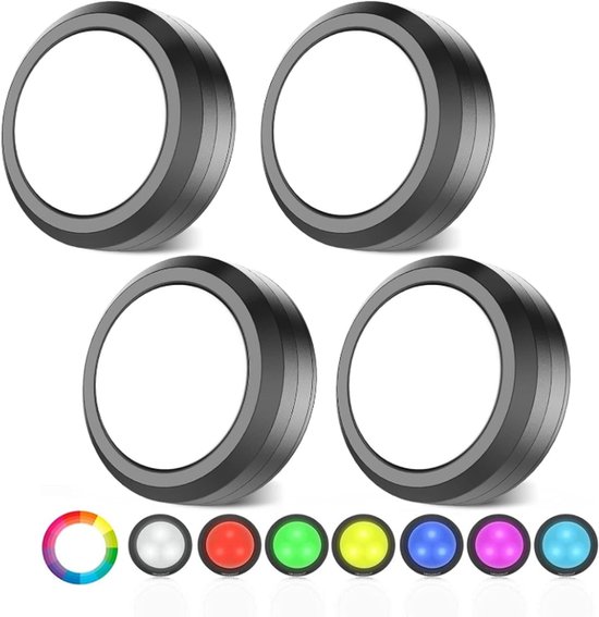 Kabellose Rgb Led Unterbauleuchten, Batteriebetrieben, Dimmbar, 4 Stück, Als Nachtlicht Für Küchenschränke, Treppen Und Regale.