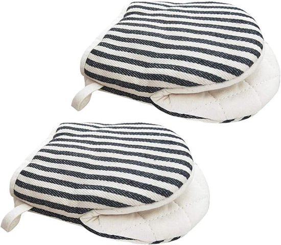 1 Paar Mini Ofenhandschuhe, Hochhitzebeständige Küchenhandschuhe Mit Aufhängeschlaufe In Schwarz, Zum Grillen, Backen Und Braten. Kurzes Design F