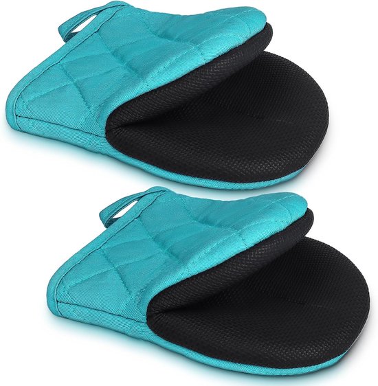Kurze Ofenhandschuhe Aus Silikonimitat, Hitzebeständig Bis 260 °c (500 °f), Mit Rutschfestem Griff Und Aufhängeöse Zum Grillen, Backen Und Kochen