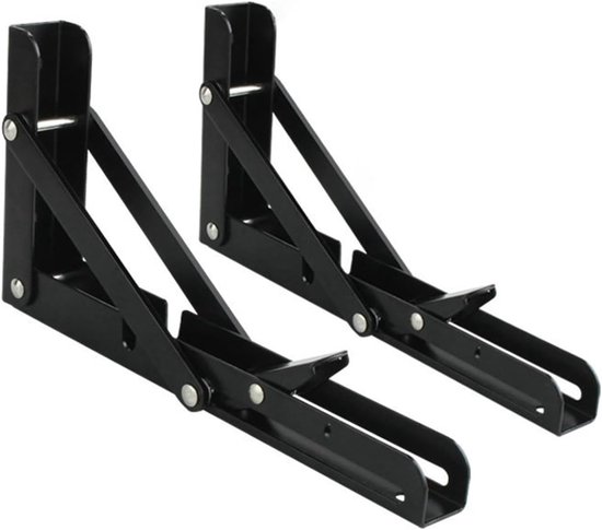 2 Teiliger Klappwinkel, Edelstahlwinkel, Klappbare Stützstange, Klappbarer Regalwinkel, Schwarzes Eisen, Für Zuhause, Küche, Büro, Tisch, Wand, P