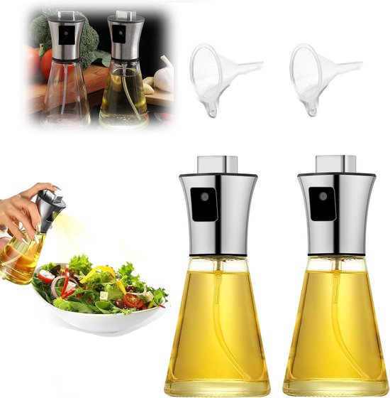 Olivenöl Sprühflaschen Aus Edelstahl 2er Set Mit Kleinem Trichter 200 Ml Olivenöl Zerstäuber Für Die Küche Ölspray Ölflasche Grillzubehör Ölpumpe