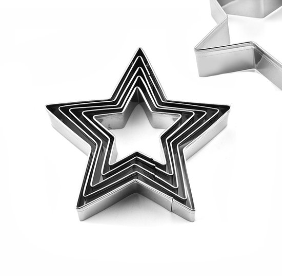 5 Teiliges Set Sternförmiger Keksausstecher Fünfzackige Sternform Aus Edelstahl Keksausstecher Backform Schön Und Elegant Maße: 7,1 X 3,7 Cm Für