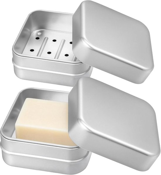 Quadratische Seifenschale Aus Aluminium Selbstentleerende Seifenbox Mit Abflusslöchern Robuster Seifenhalter Fürs Badezimmer Edelstahl Silber 2 S
