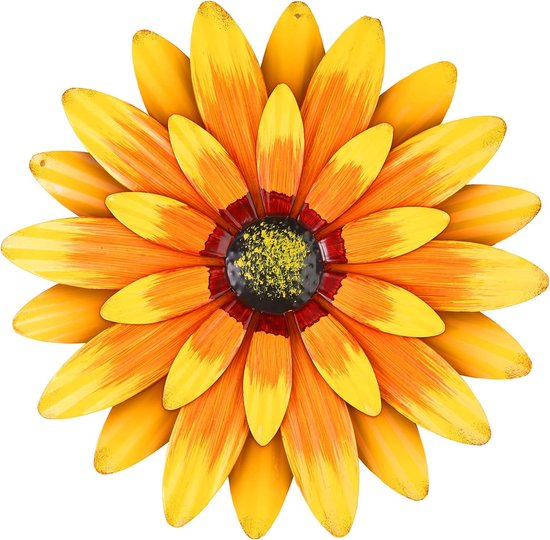 Metallene Sonnenblumen Wanddekoration 33 Cm Gelb/orange