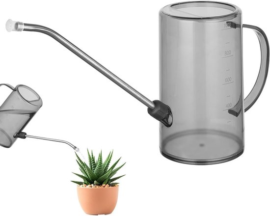 Gießkanne Aus Kunststoff Mit Langem Ausguss, 1 Liter Mini Gartengießkanne Für Zimmer Und Gartenpflanzen, Sukkulenten, Blumen (grau)