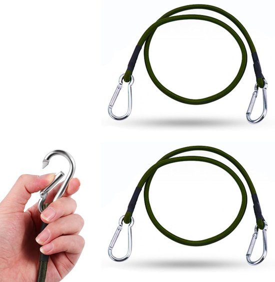 2 Teiliges Gummiseil Gummiband Gummiseil Mit Karabiner Camping Wäscheleine Camping Befestigungsseil 8 Mm 60 Cm Mit Karabiner Für Camper, Camping,
