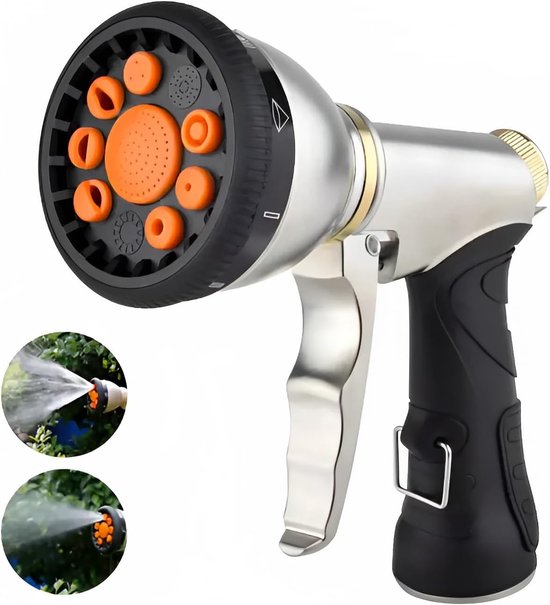 Gartenschlauchdüse Duschkopf Spritzpistole Mit Sprühkopf Verbesserte, Robuste Hochdruck Wasserschlauchdüse Aus Metall Mit 9 Rotierenden Sprühmust