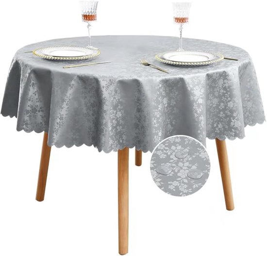 Runder, Waschbarer, Hochwertiger Und Wasserdichter Tisch Aus Wachstuch (110 Cm Durchmesser) Aus Kunststoff, Für Partys, Silvester, Gartentische U