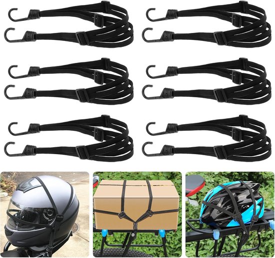 6 Teiliges Set Spanngurte Elastische Spanngurte Mit Haken Verstellbarer Gepäckgurt Elastischer Gurt Mit 12 Schiebeschnallen Für Motorrad Helmbefe