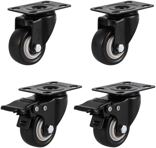 Robuster Lenkrollensatz 40 Mm Schwarz 30 Kg Pro Rolle
