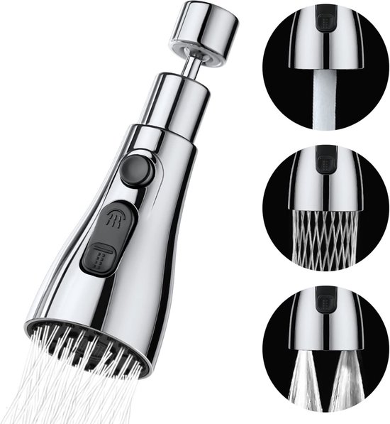 Armaturenteile Armaturenaufsatz Küchenarmatur Flexibler Brausekopf Drehbarer Brauseschlauch Brausedüse Verlängerung 360° Drehung 3 Positionen Was