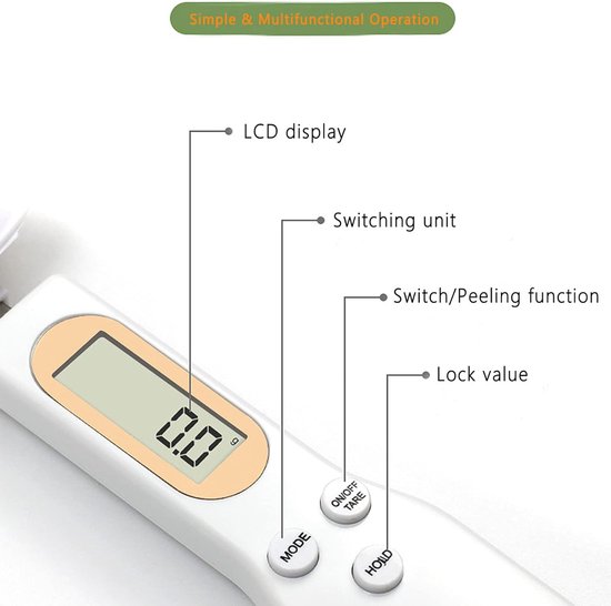 Digitaler Messlöffel, Hochpräzise Skala 500 G / 0,1 G Mit Lcd Display, Elektronischer Messlöffel Zum Kochen, Digitale Lebensmittelwaage Für Küche