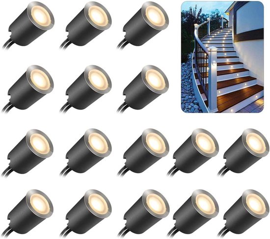 Set Mit 16 Led Einbaustrahlern Für Den Außenbereich, Ip67 Wasserdicht, Ø 32 Mm, Einbaustrahler Für Terrasse, Pool, Garten, Treppe, Holzdeck (mit