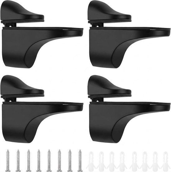 Verstellbare Regalhalterungen Glashalter Für 3 20 Mm Stärke 4er Set Wandmontage Für Glas Und Holz Inkl. Montageset Schwarz
