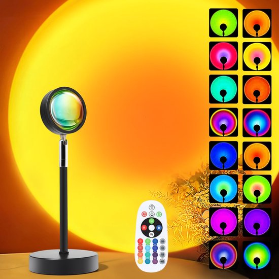 Sonnenuntergangslicht Stimmungsbeleuchtung Regenbogenprojektions Led Licht Mit Fernbedienung 16 Farben Led Farbwechselprojektorlampe Stimmungslic