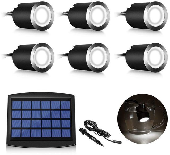 6 Stück Solar Led Einbaustrahler Für Den Außenbereich, Ip67 Wasserdicht, 0,2 W, Ø 32 Mm, Für Innen Und Außenbereich, Terrasse, Küche, Garten, 400