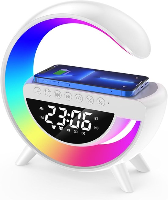 Multifunktionale Led Schreibtischlampe Mit Kabelloser Ladefunktion Bluetooth Lautsprecher Und Wecker, Nachttischlampe Für Schlafzimmer, Dekoratio