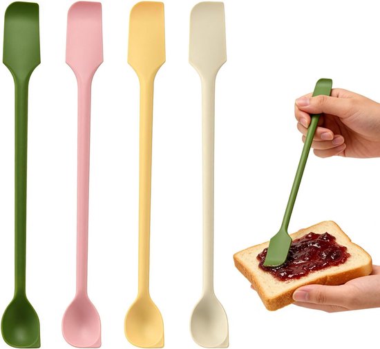 Set Mit 4 Mini Silikonspateln, Doppelseitige Küchenschaber Für Schmale Flaschen, Marmelade, Kosmetika, Cremes, Wiederverwendbare Silikonspatel, F