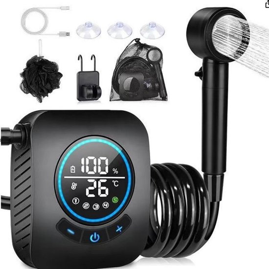 Tragbare Campingdusche Camping Duschset Wiederaufladbare Elektrische Duschpumpe Mit Smart Display Und 4 Fach Verstellbarem Duschkopf Außendusche
