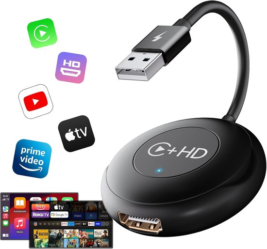 Carplay Dongle Kabelloser Carplay Adapter Mit Hdmi Multimedia Anschluss Für Das Auto (tv Mate), Wandelt Kabelgebundene In Kabellose Verbindungen