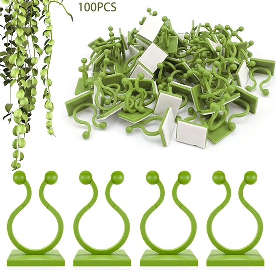 100 Selbstklebende Pflanzenclips Unsichtbare Stützclips Für Kletterpflanzen Selbstklebende Hakenclips Zur Befestigung Von Kletterschnüren Grün Zu