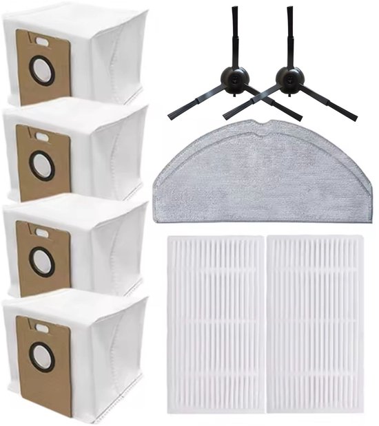 10 Teiliges Zubehörset Für Tapo Rv30 Max Plus/ Rv30 Max/ Rv20 Max Plus/rv20 Max Staubsauger 2 Filter, 2 Wischpads, 4 Staubbeutel, 2 Seitenbürsten