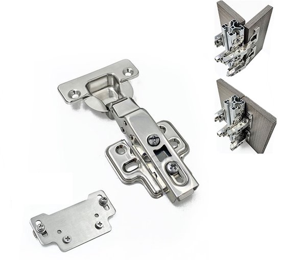 Zwei Abnehmbare Edelstahlscharniere Mit Hydraulischer Dämpfung Und Integrierter Soft Close Automatik, Für Küchenschränke Und Schranktüren. Silber