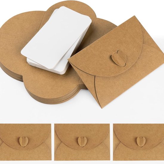 Packung Mit 30 Kraftpapierumschlägen, 30 Blankokarten, Mini Herz Siegelaufklebern, Diy Grußkartenset Zum Zeichnen, Schreiben Und Basteln.