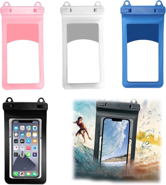 4er Pack Wasserdichte Handyhüllen (7 Zoll), Kristallklare, Wasserdichte Handyhüllen Zum Schwimmen, Baden Und Kochen, Ipx8, Für Die Meisten Mobilt