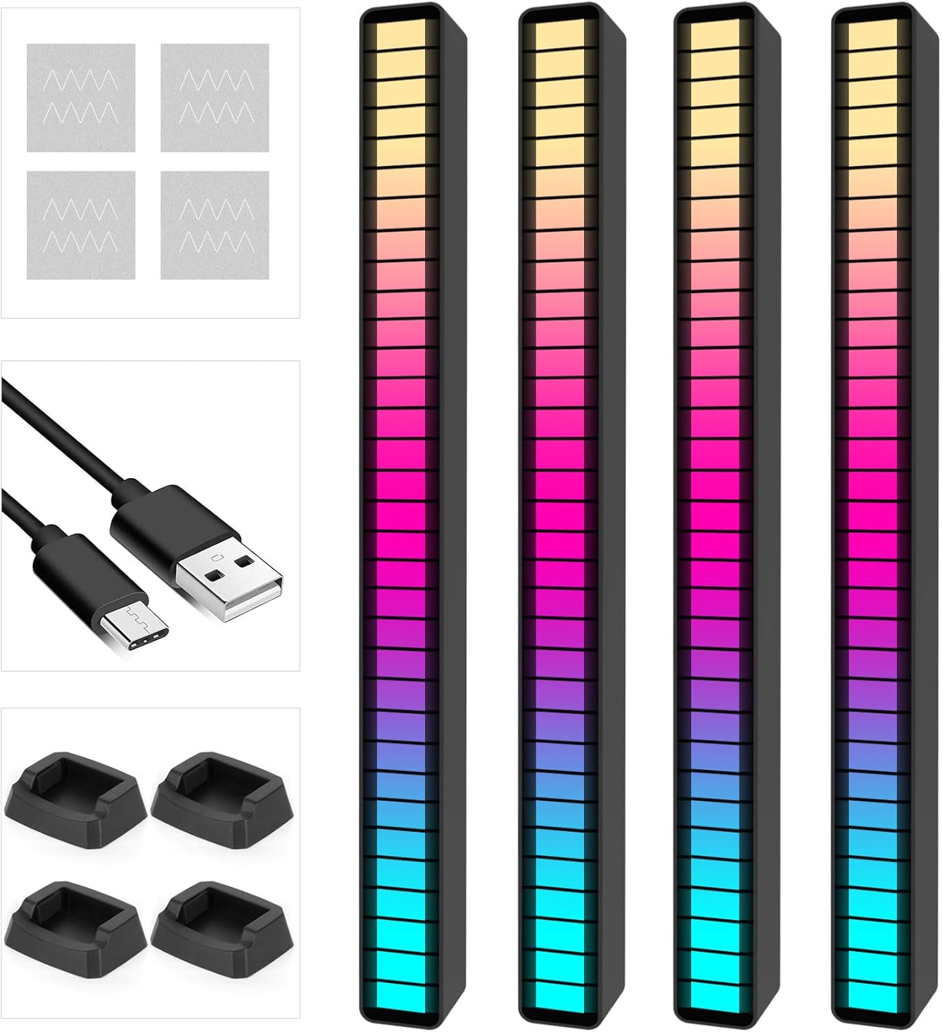 Wiederaufladbare Rgb Soundlampe Musik Und Sprachgesteuert Stimmungsbeleuchtung Für Auto Und Spielzimmer (4 Stück)