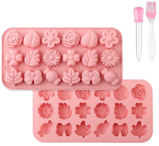 Silikon Blumenformen, 2 Teilig Gänseblümchen Schokoladenformen Tulpenform Dachsblatt Geleeform Eiscremeform Puddingform Seifenform Keksform Für D