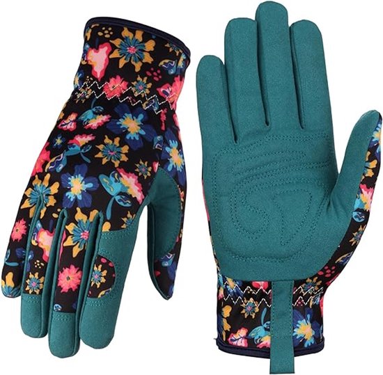 Damen Gartenhandschuhe Aus Leder Arbeitshandschuhe, Zum Jäten, Graben, Pflanzen, Harken Und Beschneiden, Einheitsgröße (grün).