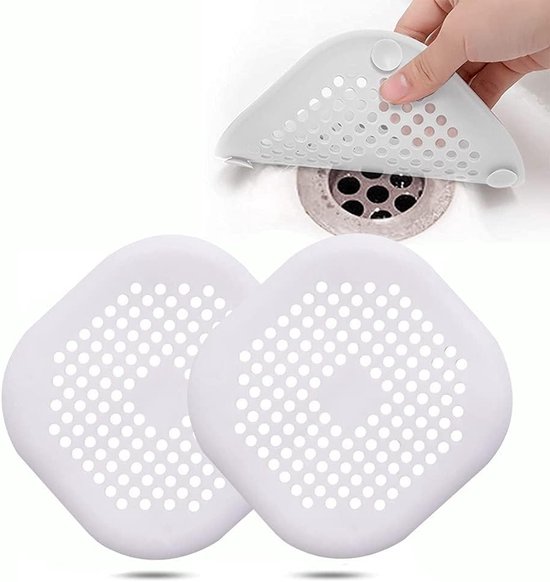 Set Mit 2 Silikon Abflusssieben, Spülbeckenschutz Mit Saugnapf, Abflusssieb Für Badewanne, Für Küche Und Bad, Grau + Weiß, 14 Cm X 14 Cm