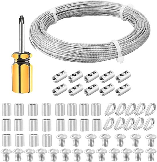 30 Meter Langes Stahlseil Für Kletterpflanzen, 2 Mm Pvc Beschichtetes Edelstahlseil Mit M2 Verbinder Und Stahlseilklemme, Zum Aufhängen Von Bilde
