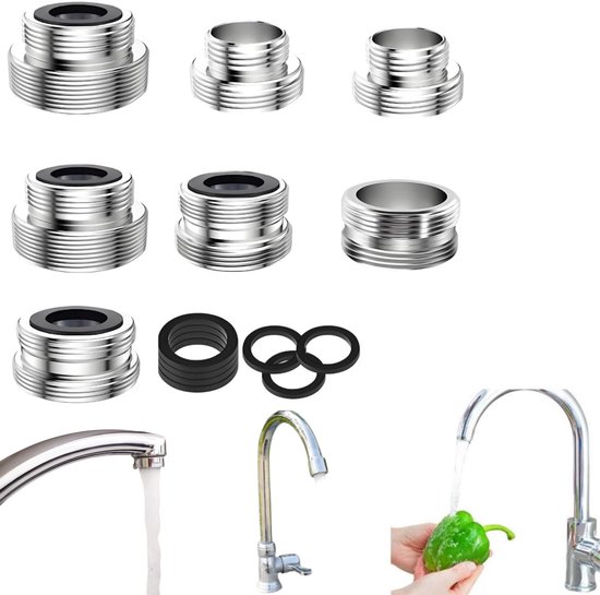 7 Teiliges Wasserhahnadapter Set Wasserhahnadapter Adapter Mit Außengewinde Für Gartenschläuche Und Küchenarmaturen Inklusive Dichtungsringe Zum