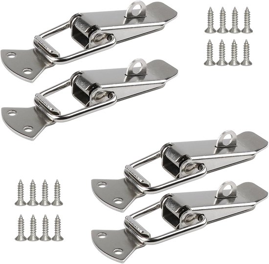 Set Aus 4 Federbelasteten Kippdübeln Mit Schrauben, Hebelverschlüsse Aus Edelstahl, Federbelastete Kippdübelverschlüsse, Für Schränke, Holzkisten